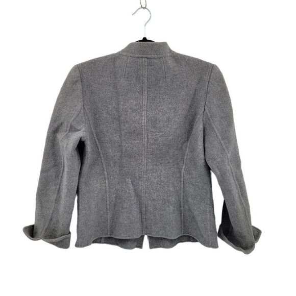 Linda Allard Ellen Tracy Blazer Wool Angora Military Band 3 Button Gray Sz 12 - Picture 3 of 11